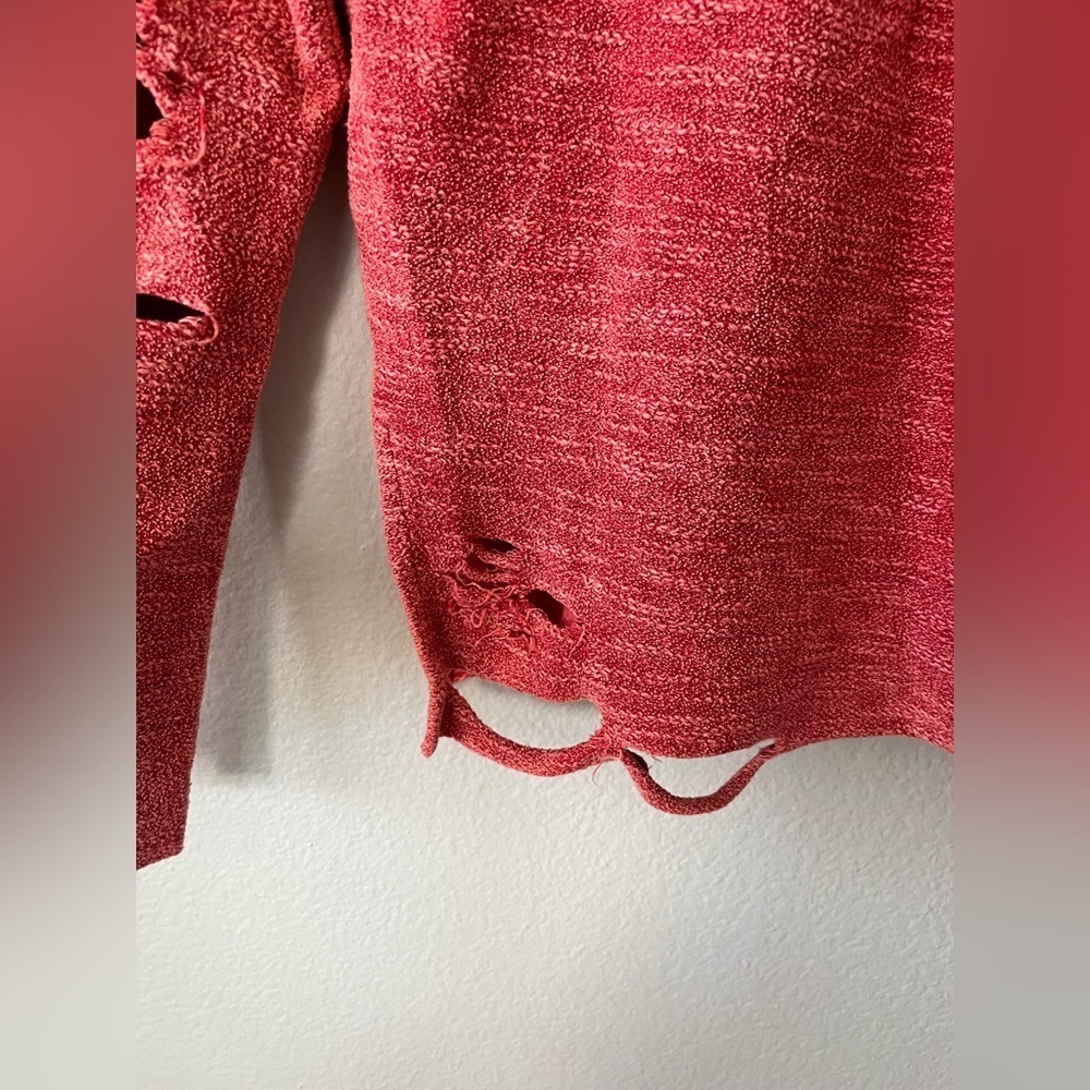 Alchemist Baja Distressed V Neck Pullover Sweatshirt in Red Women's Size XS - Picture 5 of 15